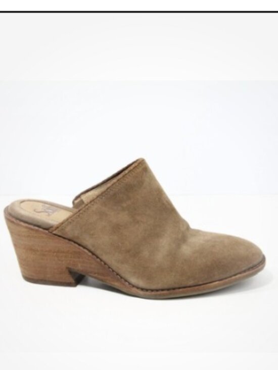 Sofft Suede Clogs Women Western Shoes sz 8 Slip on Mule Tan Nicki Block Heel - Picture 6 of 11